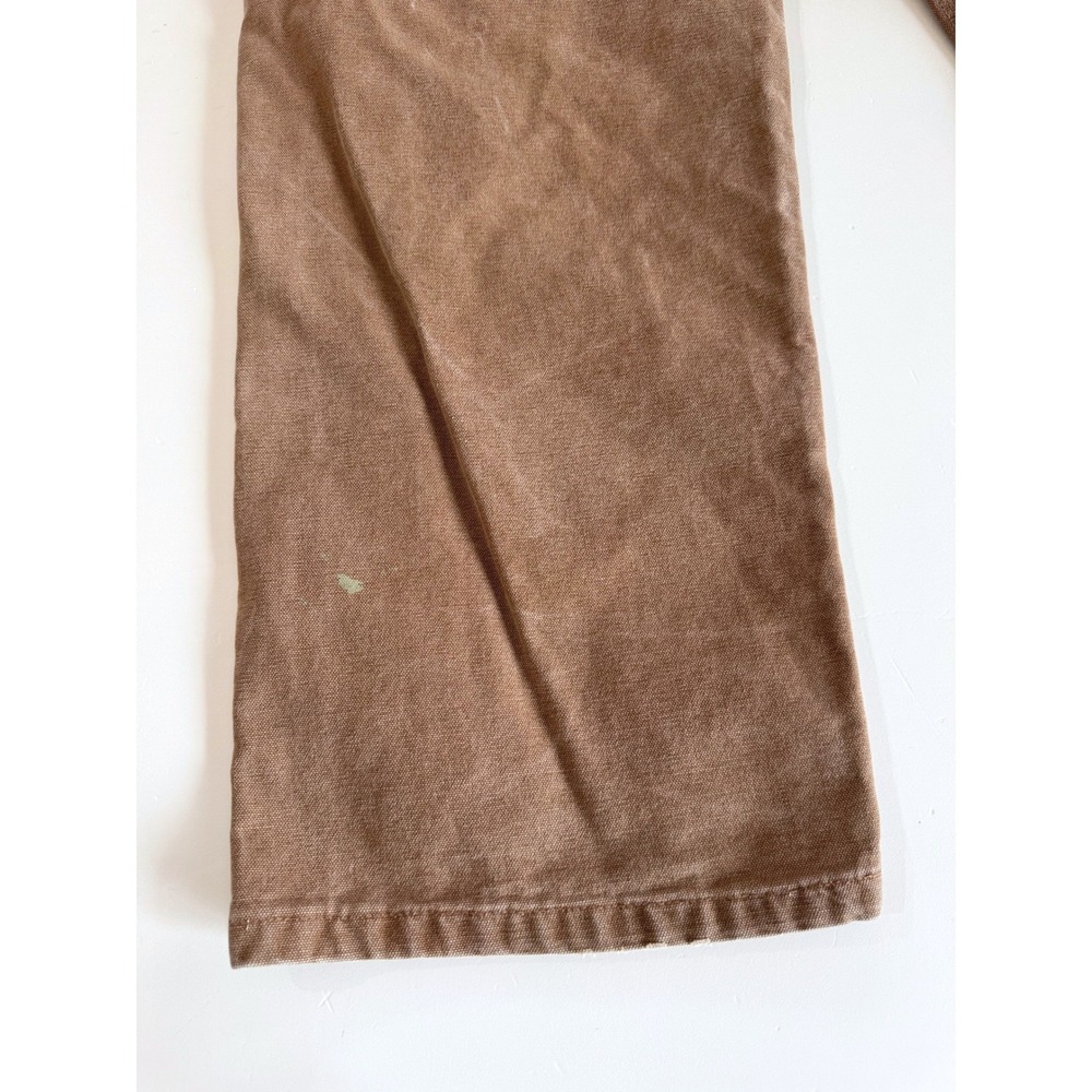 Carhartt R08 BRN Brown Duck Double Knee Bib Overalls Distressed Paint 32x30 Mens - Picture 12 of 13